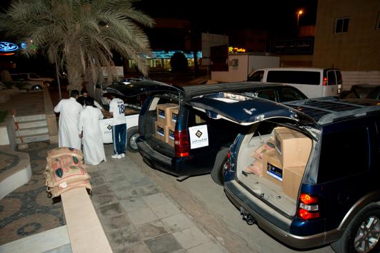 Distribution of charity baskets and clothes during Eid
